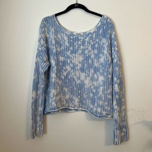 PINK Victoria’s Secret blue and white scoop neck patterned sweater | size XS